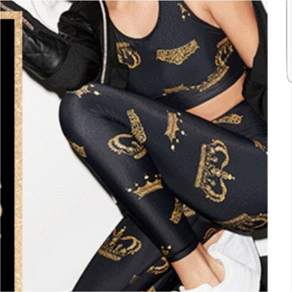 Victoria’s Secret Sport Legging Black/Gold Crown Print 7/8 Tight
